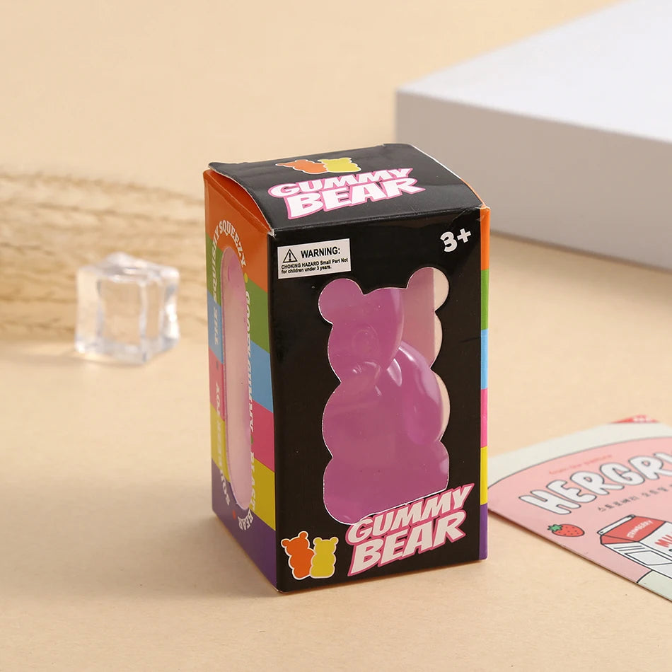 Squishy Gummy Bear Squeeze Fidget Toy Soft Jelly Slow Rising TPR Sensory Stress Relief Anti Anxiety Desk Decor Adults Party Gift