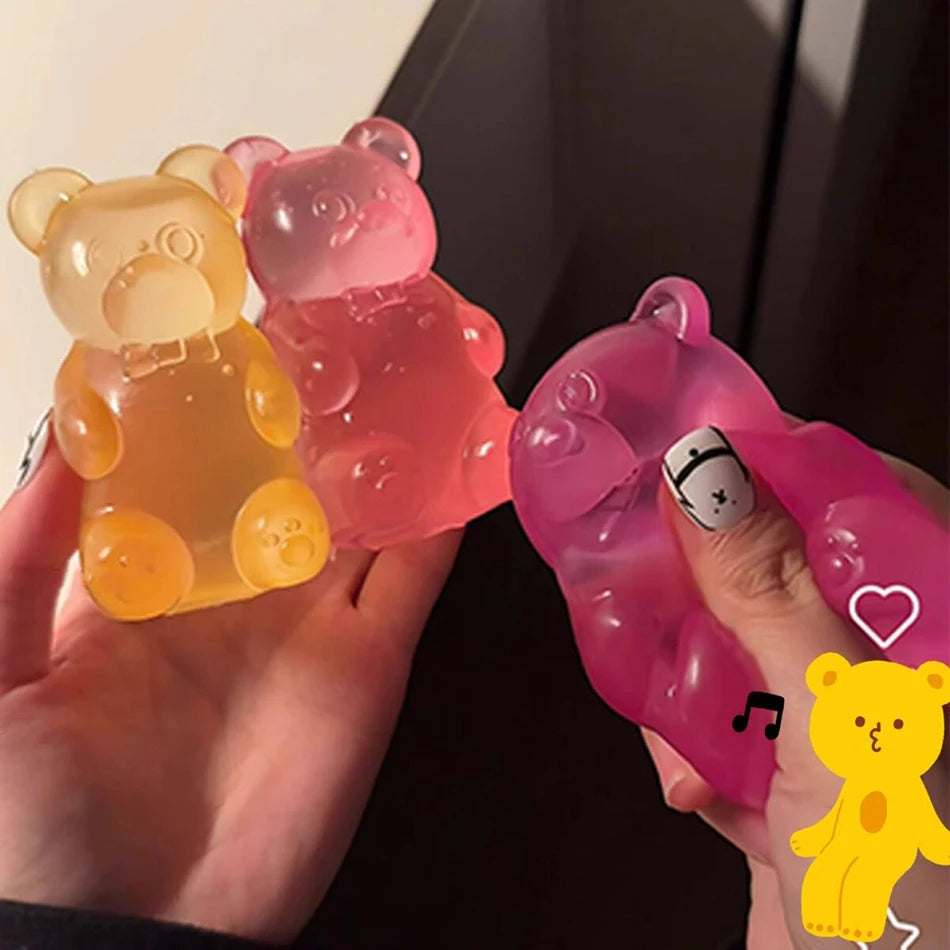 Squishy Gummy Bear Squeeze Fidget Toy Soft Jelly Slow Rising TPR Sensory Stress Relief Anti Anxiety Desk Decor Adults Party Gift