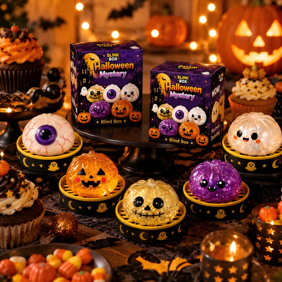 Halloween Ghost Dumpling Squishy Toy, Ghost Pumpkin Eyeball Slow Rising Stress Relief Squeeze Toy For Halloween Party