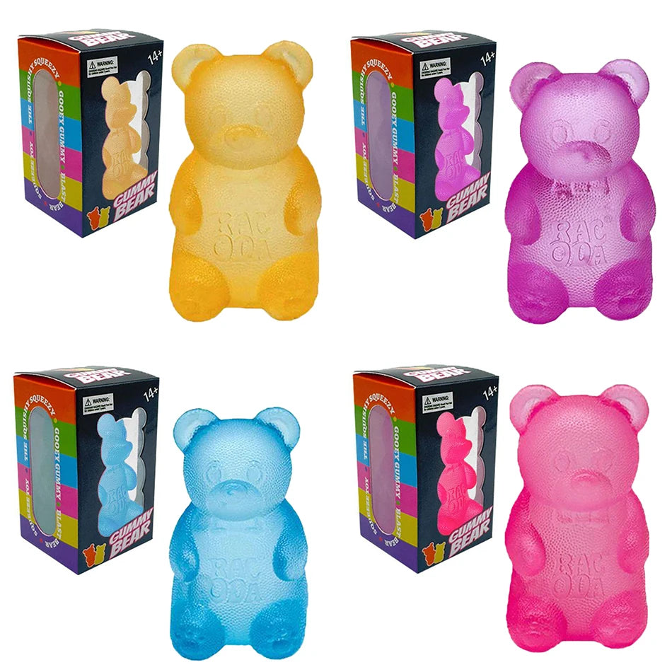 Squishy Gummy Bear Squeeze Fidget Toy Soft Jelly Slow Rising TPR Sensory Stress Relief Anti Anxiety Desk Decor Adults Party Gift