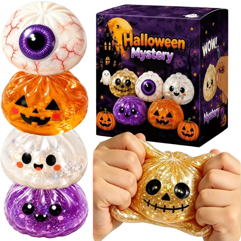 Halloween Ghost Dumpling Squishy Toy, Ghost Pumpkin Eyeball Slow Rising Stress Relief Squeeze Toy For Halloween Party