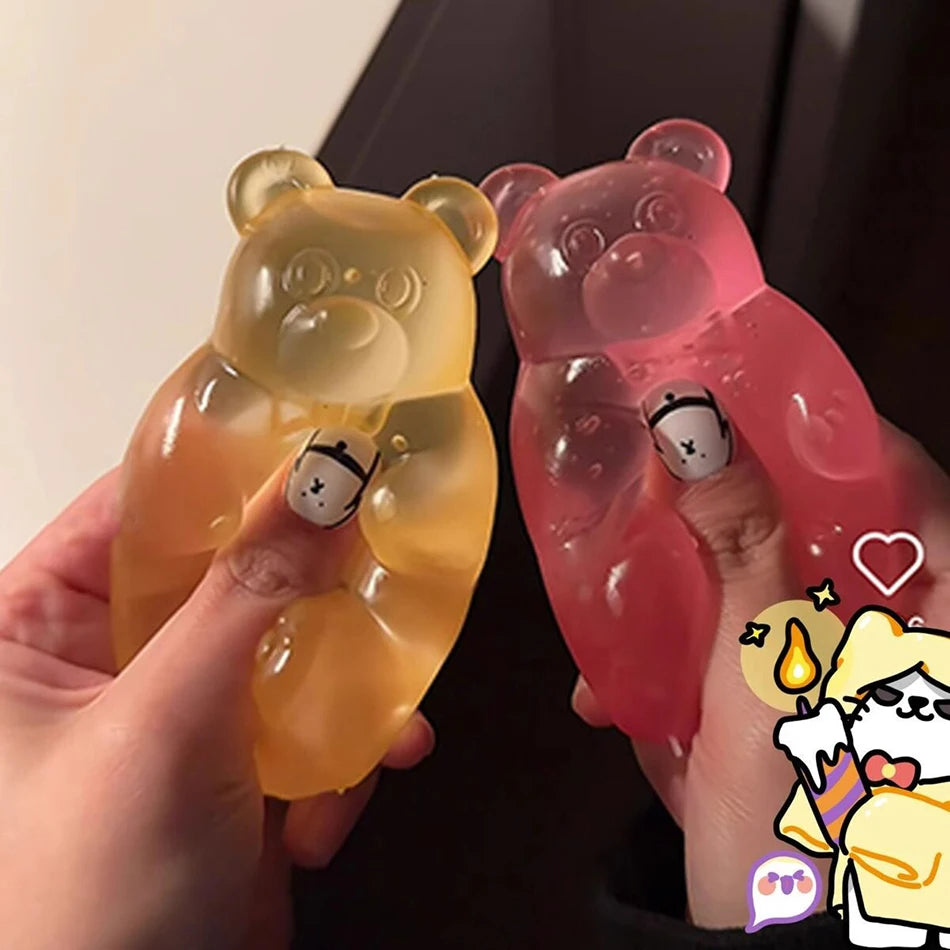Squishy Gummy Bear Squeeze Fidget Toy Soft Jelly Slow Rising TPR Sensory Stress Relief Anti Anxiety Desk Decor Adults Party Gift