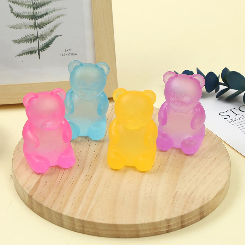 Squishy Gummy Bear Squeeze Fidget Toy Soft Jelly Slow Rising TPR Sensory Stress Relief Anti Anxiety Desk Decor Adults Party Gift